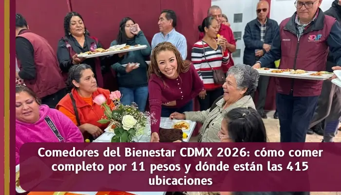 Programa Comedores del Bienestar CDMX 2026 con comida completa por 11 pesos en 415 ubicaciones