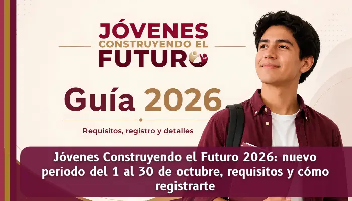 Programa Jóvenes Construyendo el Futuro 2026 con apoyo mensual de 9582 pesos y seguro IMSS para jóvenes de 18 a 29 años